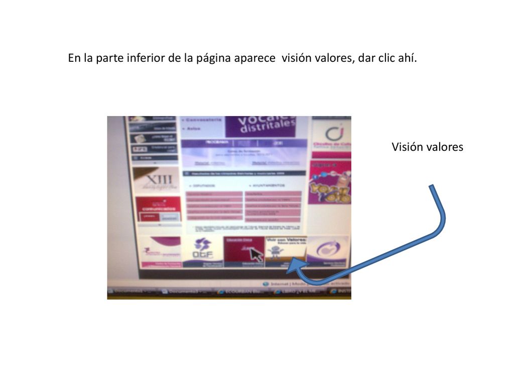 En la parte inferior de la página aparece visión valores, dar clic ahí.