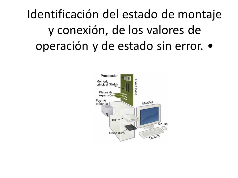 Identificación del estado de montaje y conexión, de los valores de operación y de estado sin error.
