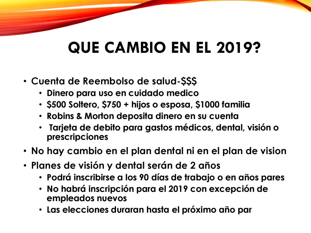 Que cambio en el 2019 Cuenta de Reembolso de salud-$$$