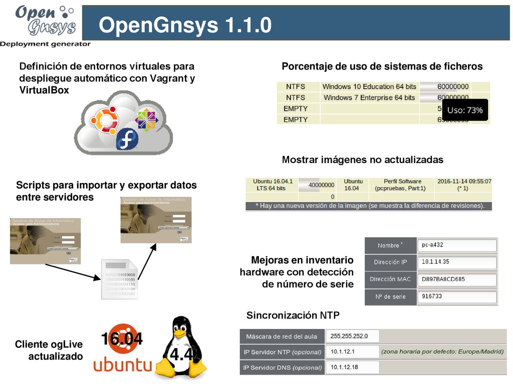 OpenGnsys Definición de entornos virtuales para despliegue automático con Vagrant y VirtualBox.