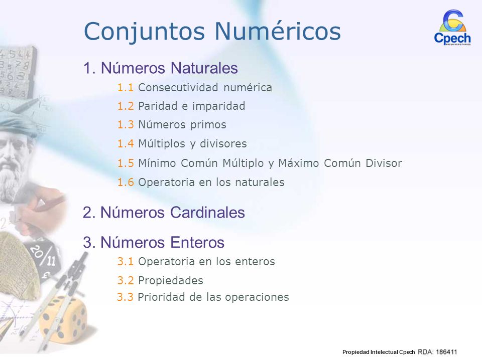 Conjuntos Numéricos Números Naturales 2. Números Cardinales