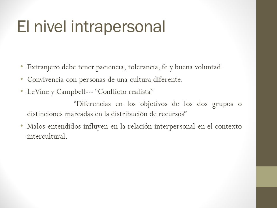 El nivel intrapersonal