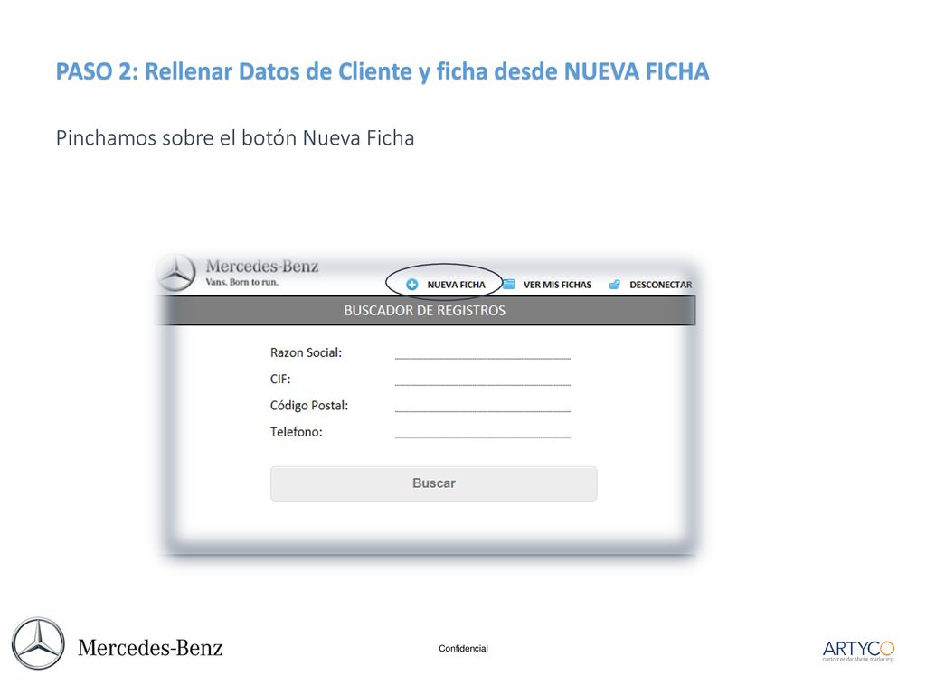 PASO 2: Rellenar Datos de Cliente y ficha desde NUEVA FICHA