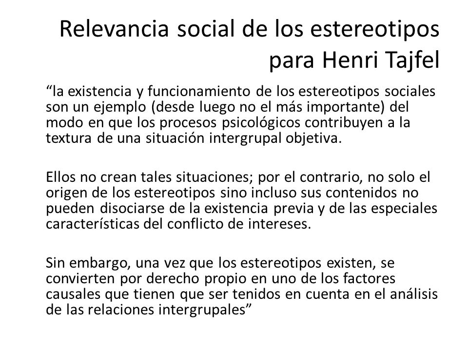 Relevancia social de los estereotipos para Henri Tajfel
