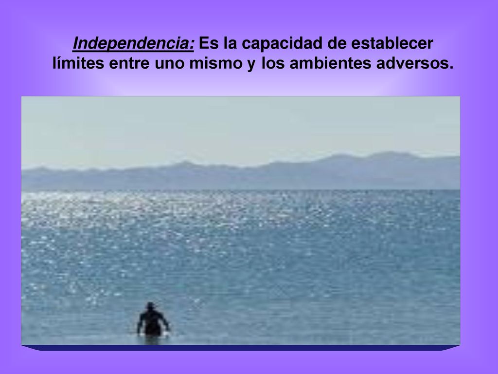Independencia: Es la capacidad de establecer límites entre uno mismo y los ambientes adversos.