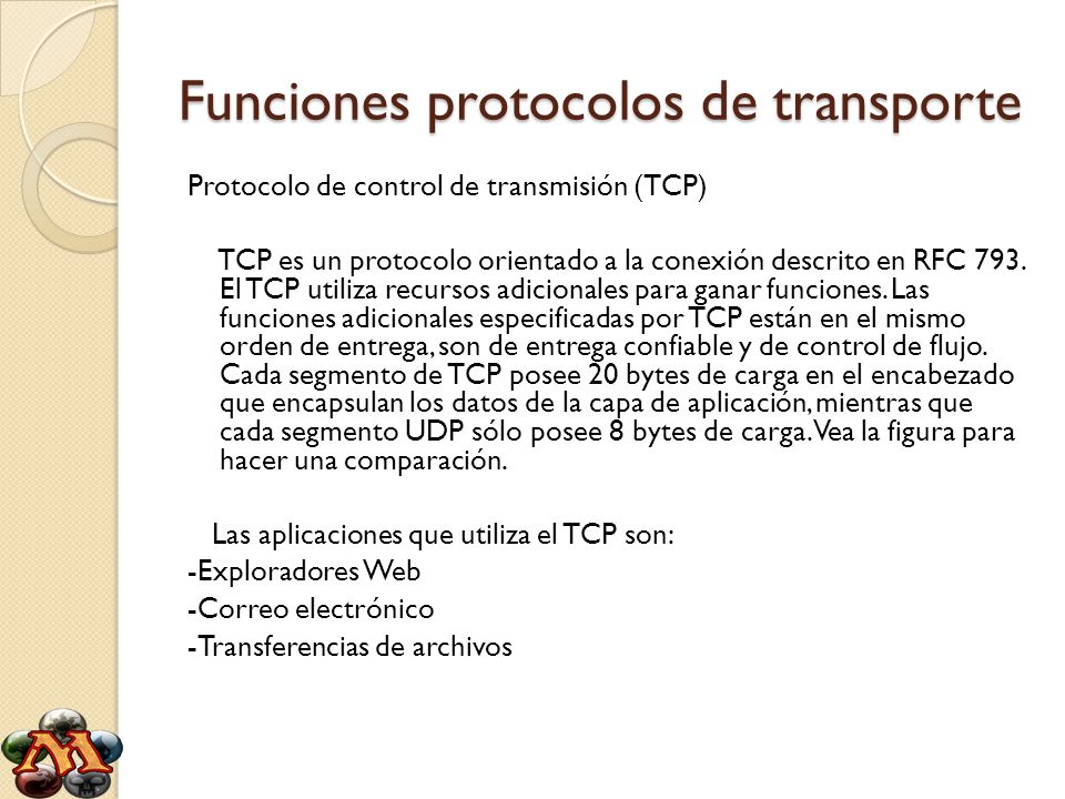 Funciones protocolos de transporte