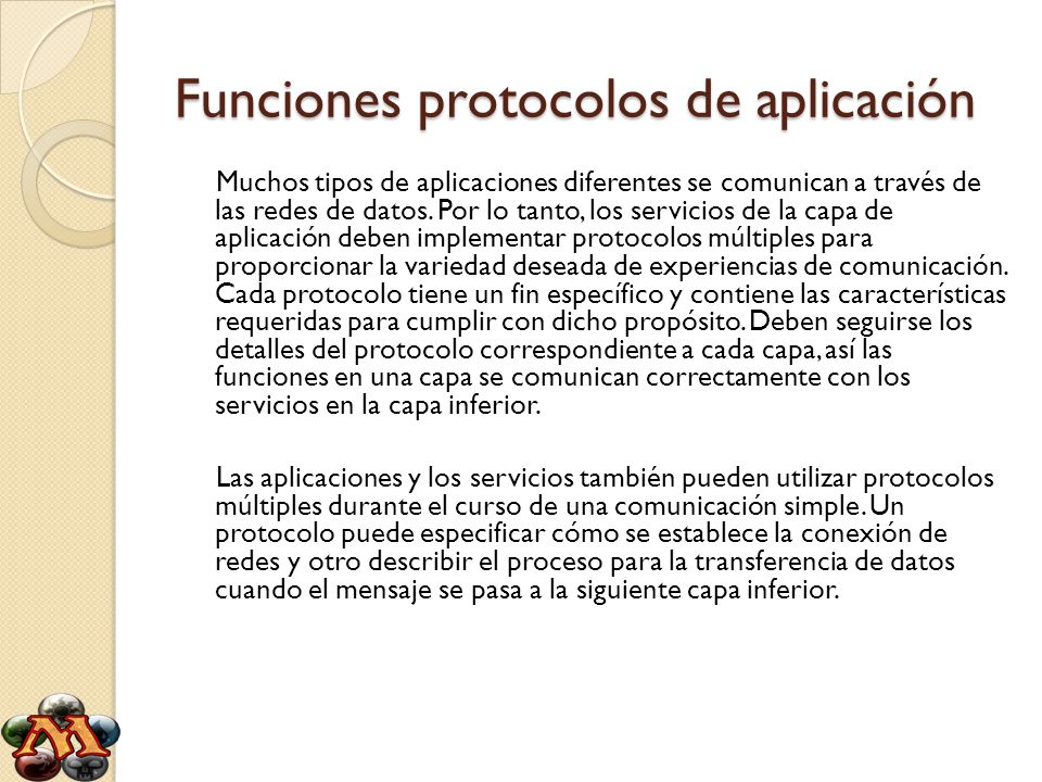 Funciones protocolos de aplicación