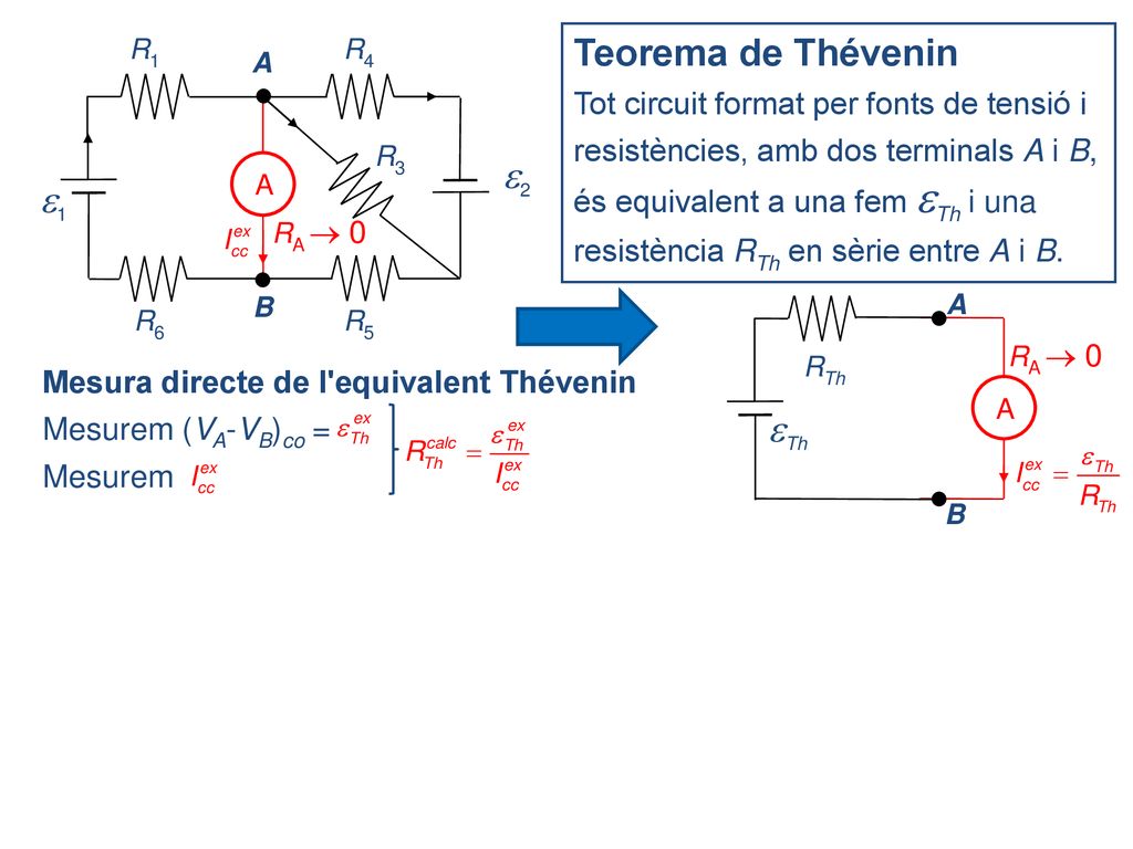 Teorema de Thévenin 2 1 Th Tot circuit format per fonts de tensió i