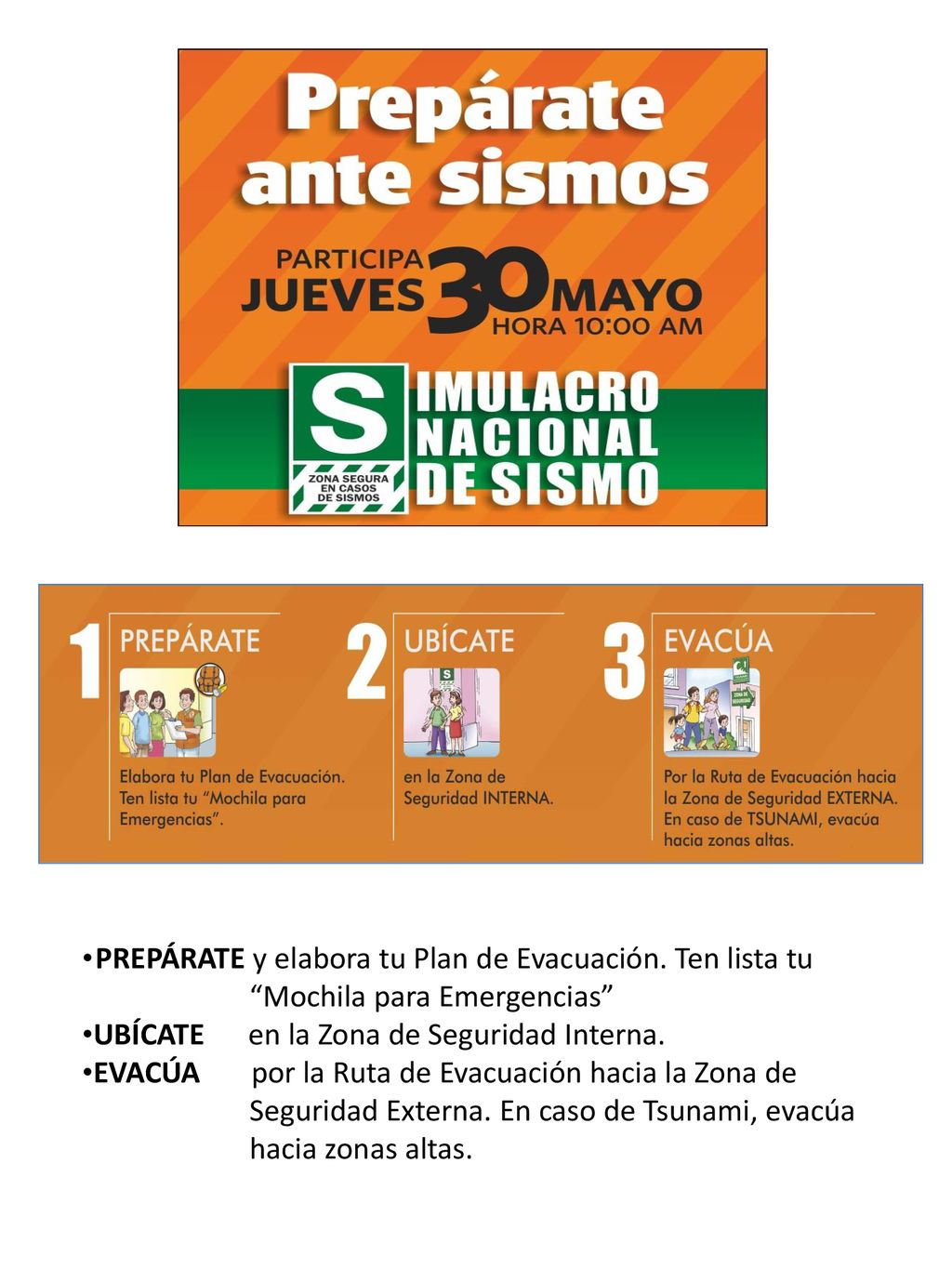 PREPÁRATE y elabora tu Plan de Evacuación. Ten lista tu