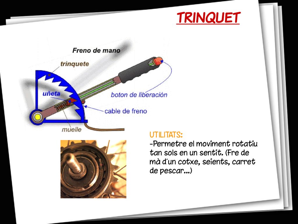 TRINQUET UTILITATS: -Permetre el moviment rotatiu tan sols en un sentit.