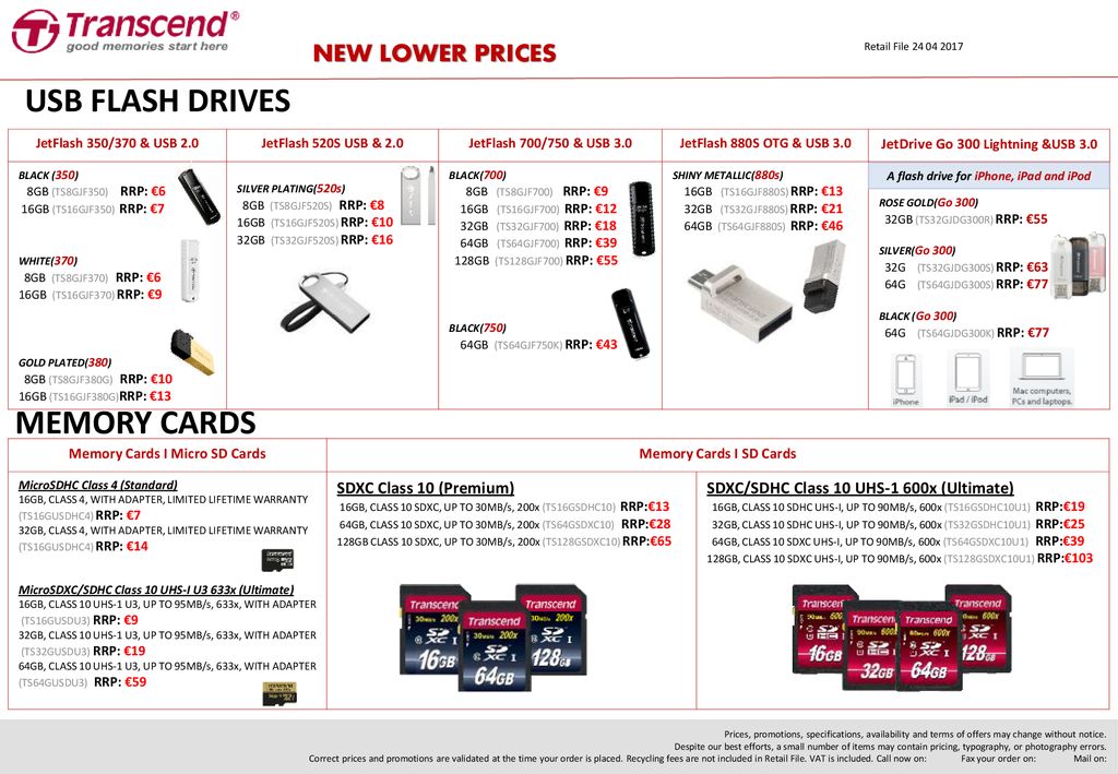 USB FLASH DRIVES MEMORY CARDS NEW LOWER PRICES SDXC Class 10 (Premium)