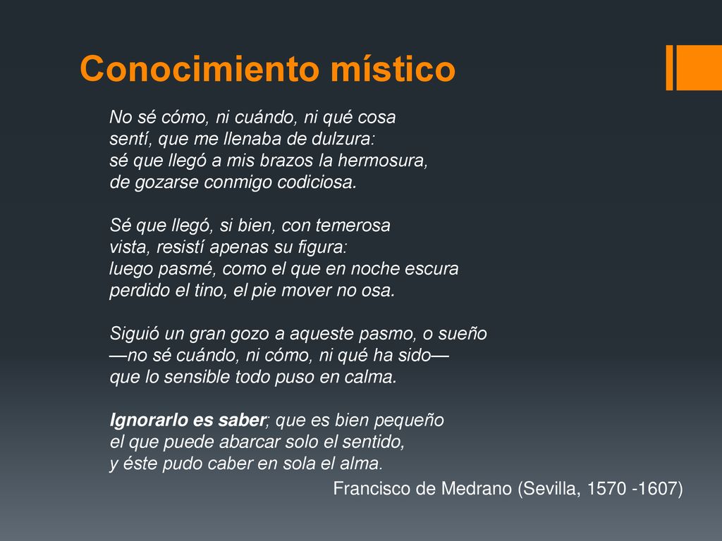 Conocimiento místico No sé cómo, ni cuándo, ni qué cosa