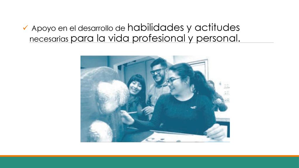 Apoyo en el desarrollo de habilidades y actitudes necesarias para la vida profesional y personal.