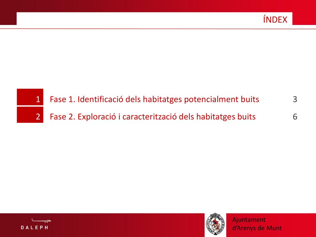 ÍNDEX 1 Fase 1. Identificació dels habitatges potencialment buits 3 2