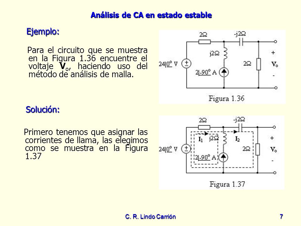 Ejemplo: Para el circuito que se muestra en la Figura 1.36 encuentre el voltaje Vo, haciendo uso del método de análisis de malla.