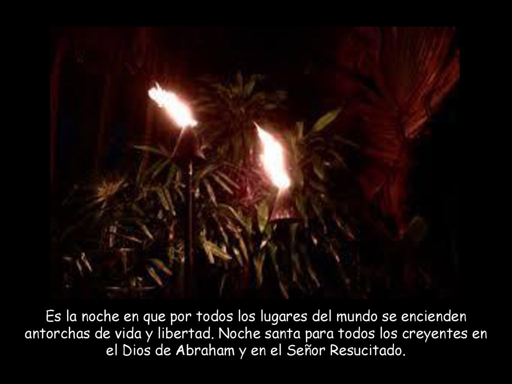 Es la noche en que por todos los lugares del mundo se encienden antorchas de vida y libertad.