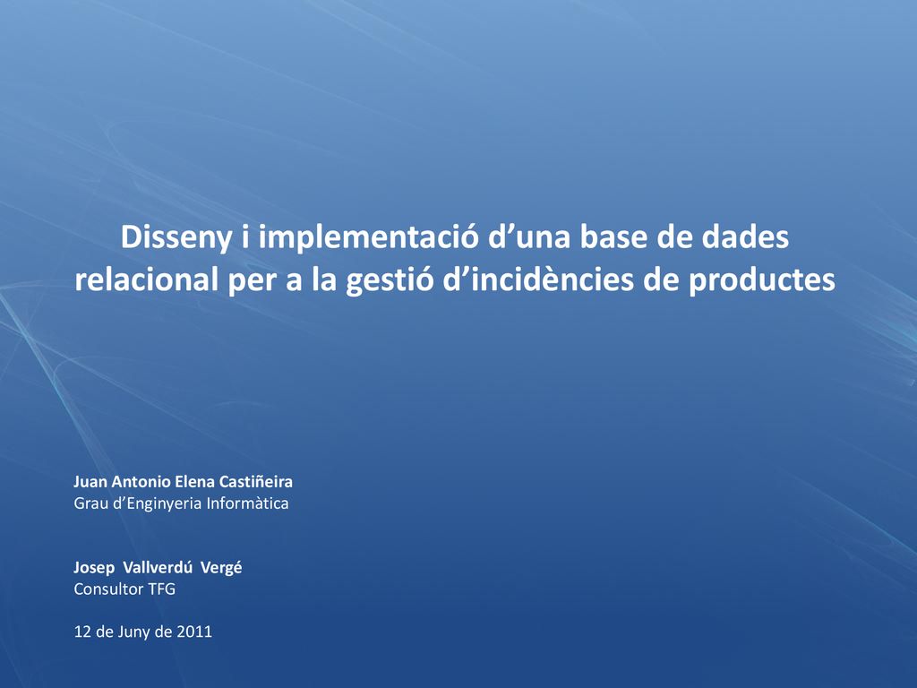 Disseny i implementació d’una base de dades relacional per a la gestió d’incidències de productes