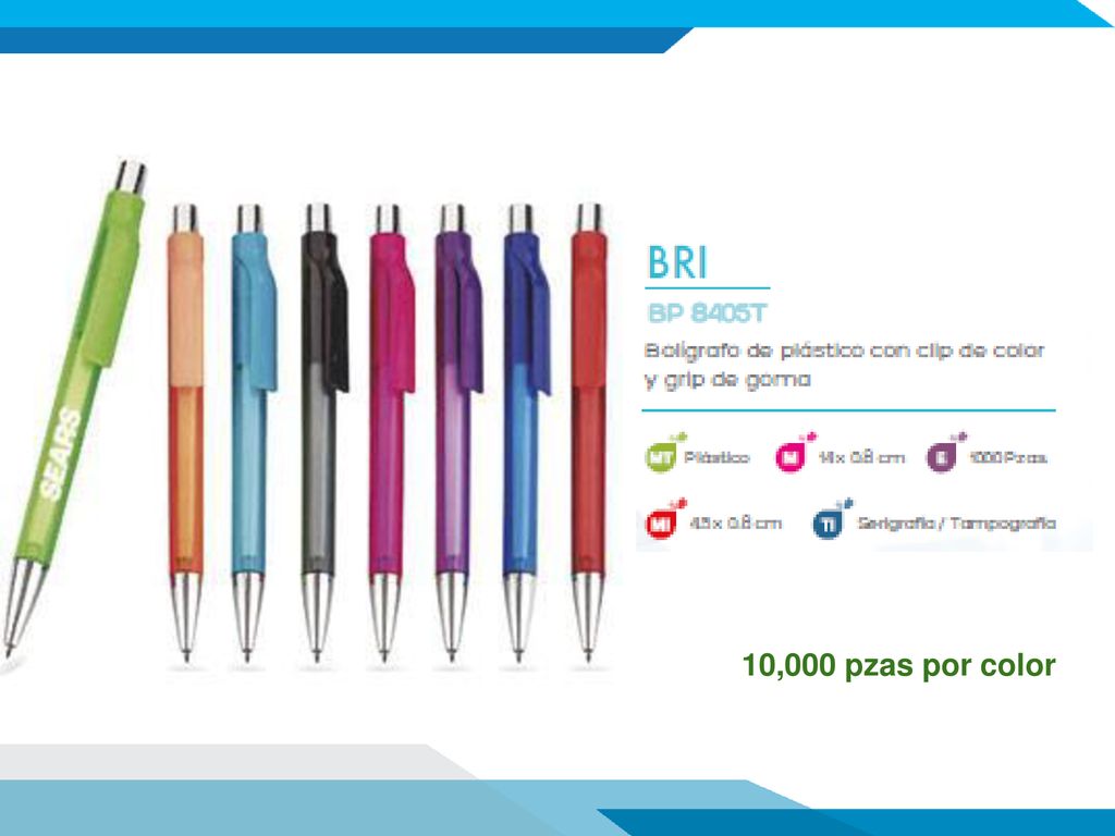 10,000 pzas por color