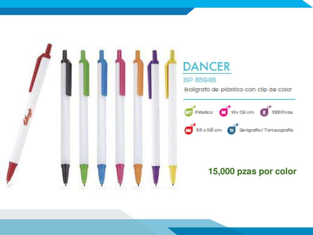 15,000 pzas por color