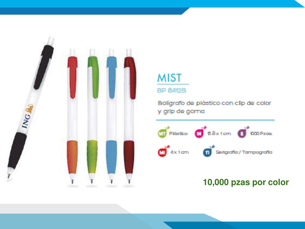 10,000 pzas por color