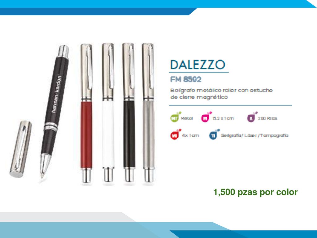 1,500 pzas por color