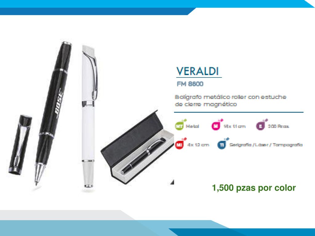 1,500 pzas por color