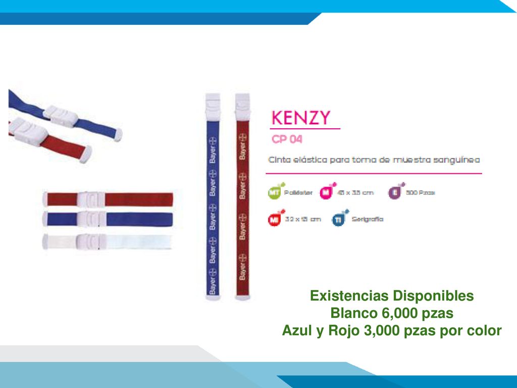 Existencias Disponibles Azul y Rojo 3,000 pzas por color