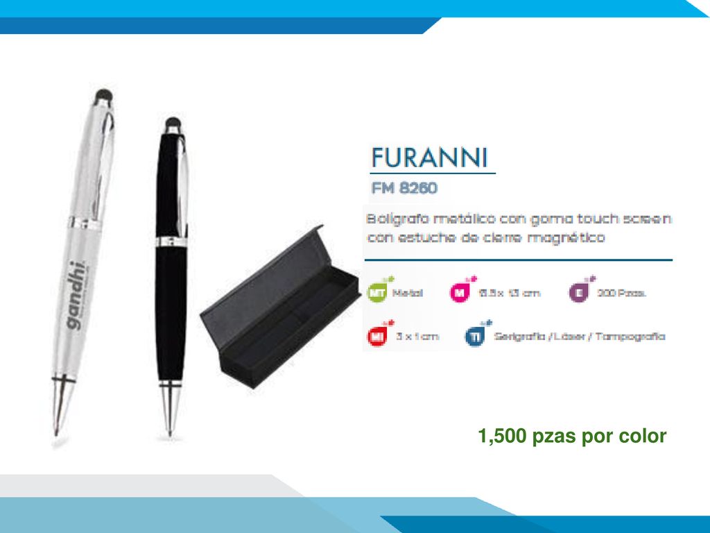 1,500 pzas por color