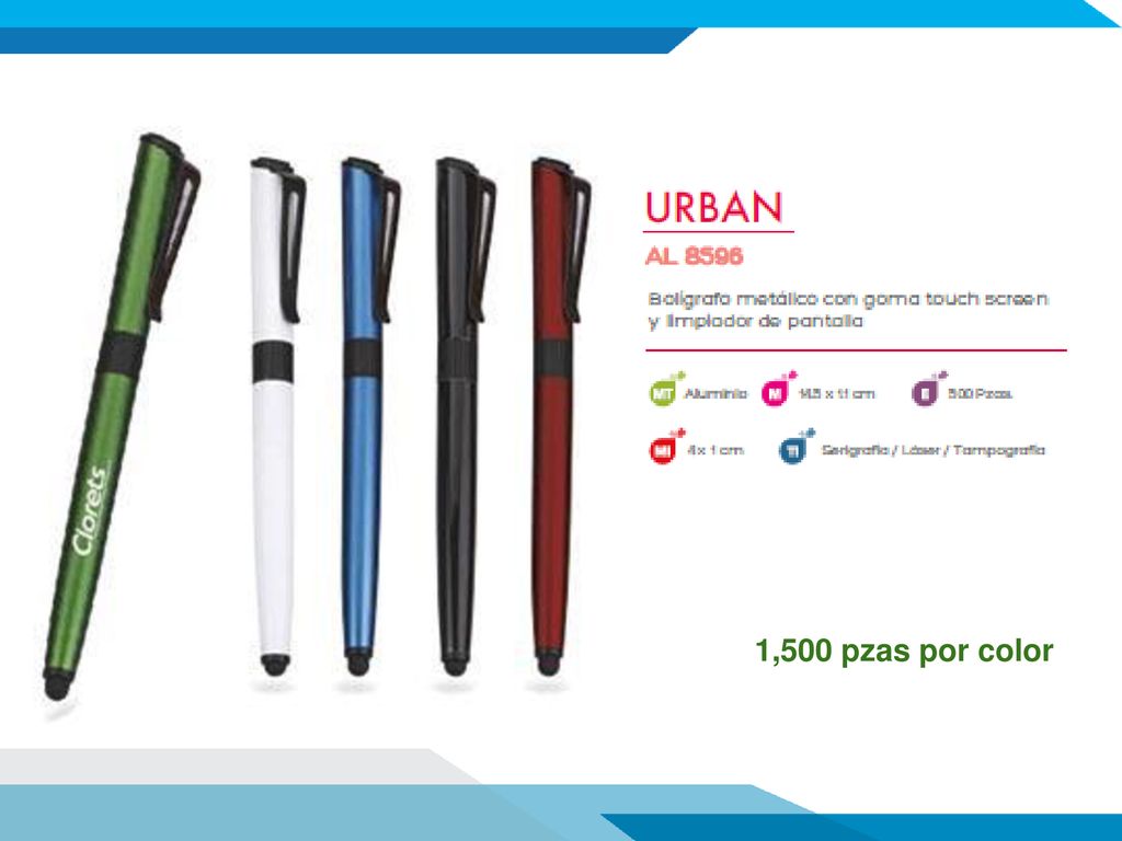 1,500 pzas por color