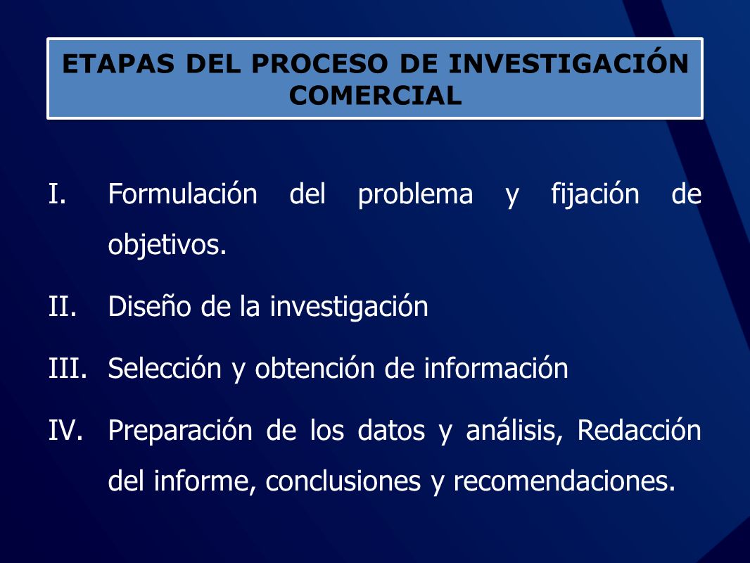 ETAPAS DEL PROCESO DE INVESTIGACIÓN COMERCIAL
