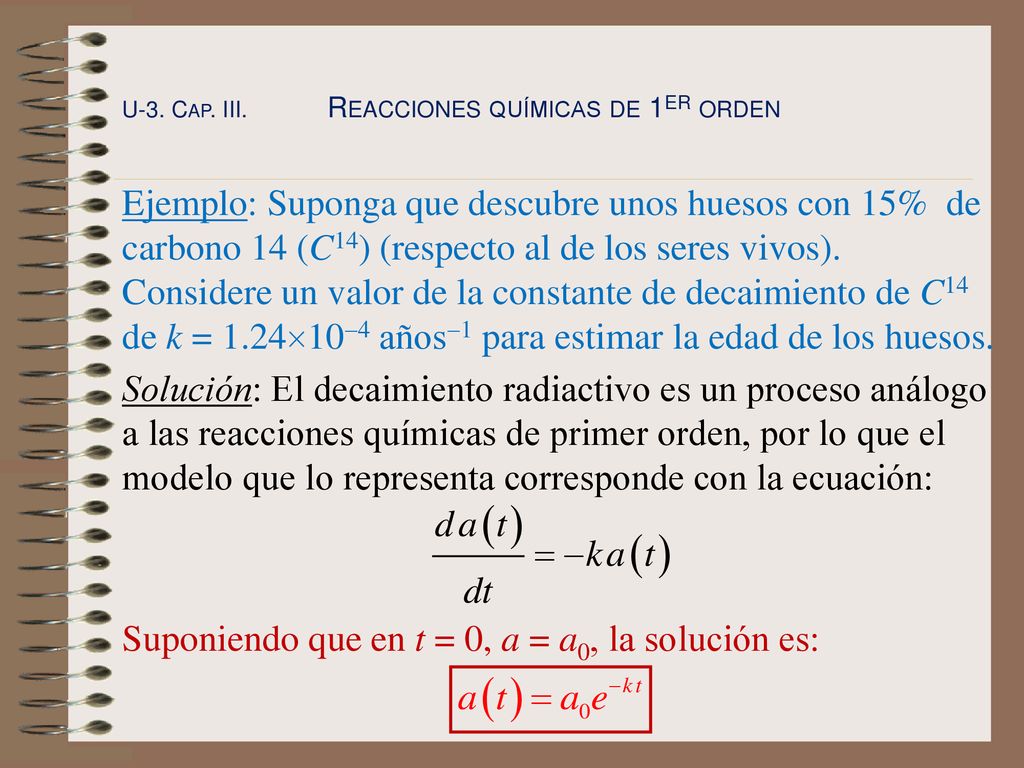 Suponiendo que en t = 0, a = a0, la solución es: