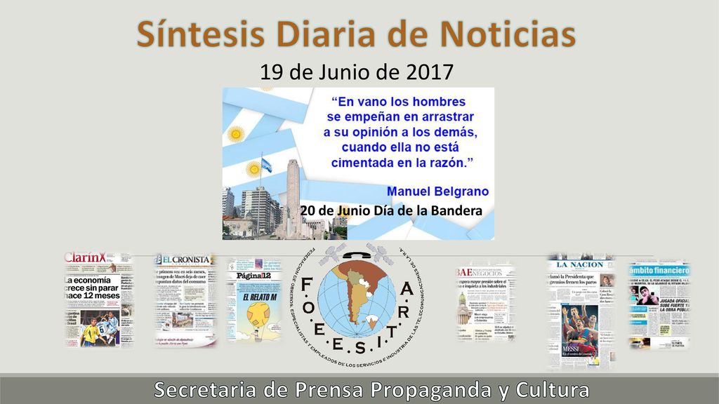 Síntesis Diaria de Noticias Secretaria de Prensa Propaganda y Cultura