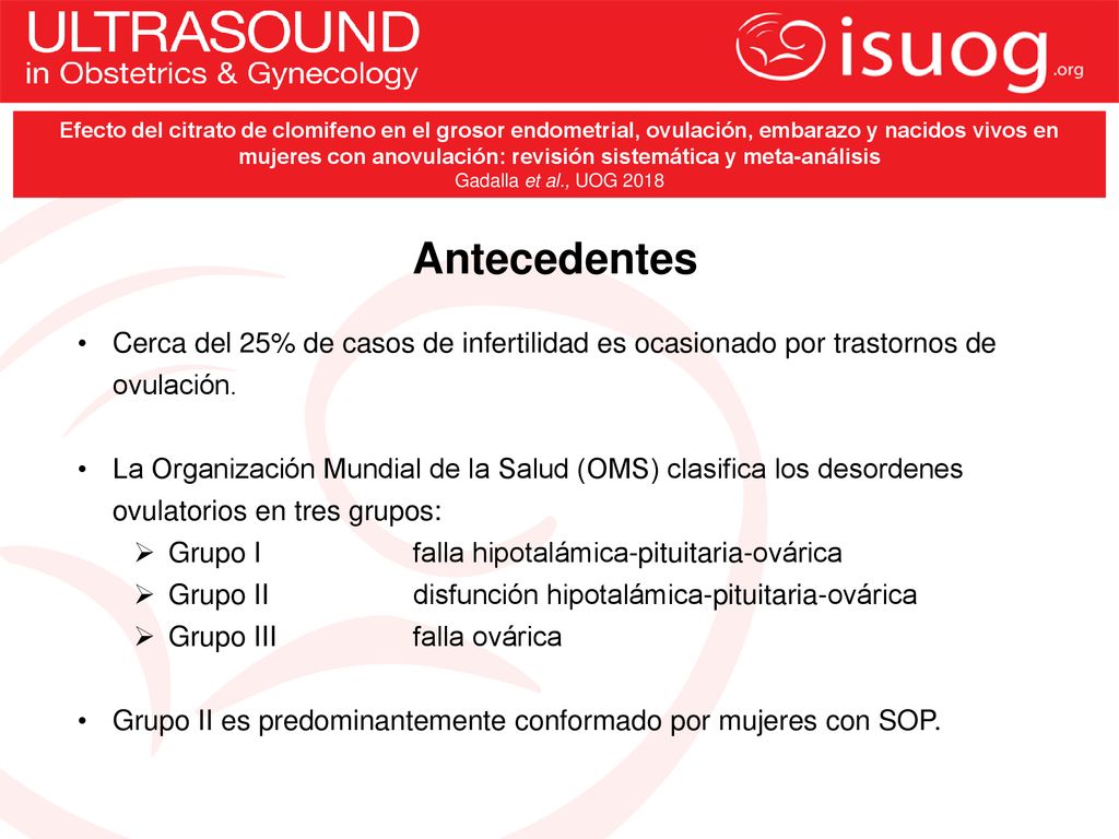 Efecto del citrato de clomifeno en el grosor endometrial, ovulación, embarazo y nacidos vivos en mujeres con anovulación: revisión sistemática y meta-análisis