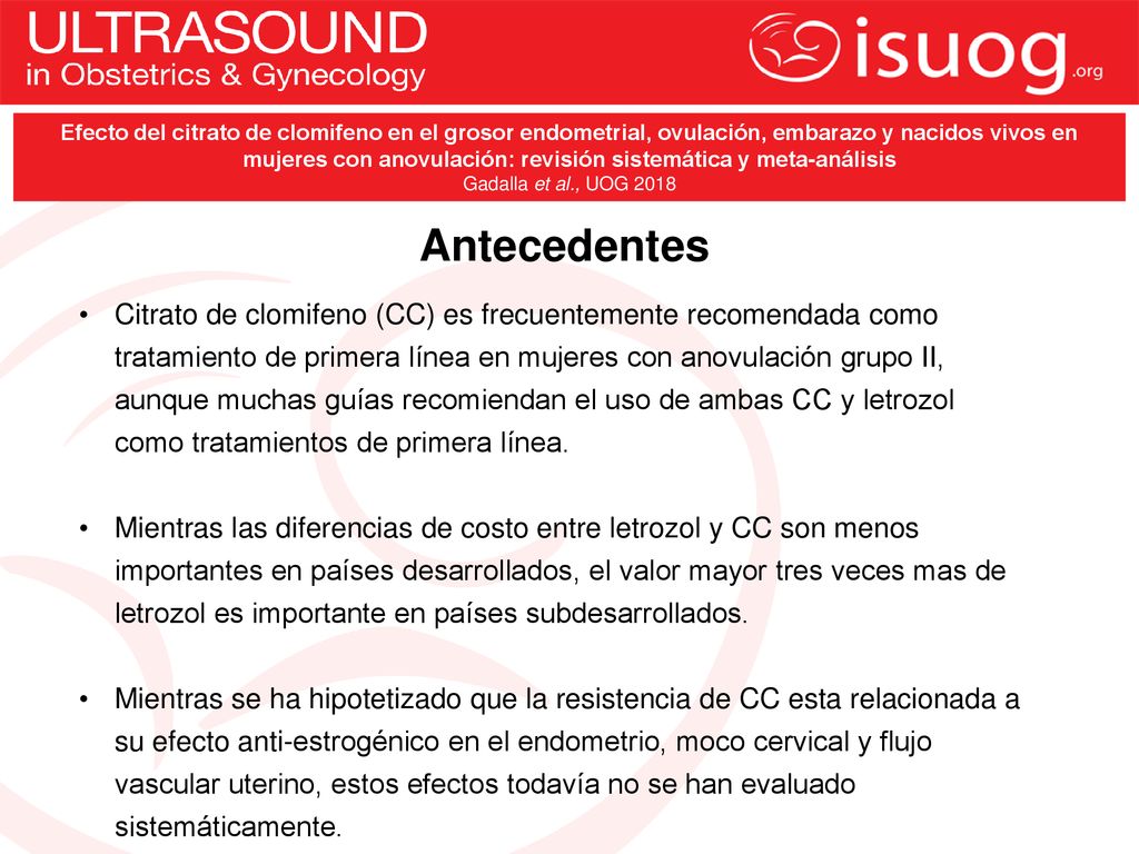 Efecto del citrato de clomifeno en el grosor endometrial, ovulación, embarazo y nacidos vivos en mujeres con anovulación: revisión sistemática y meta-análisis