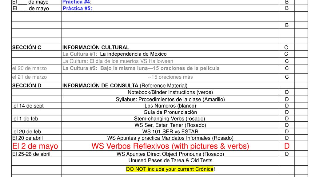 ¡PARA ENTREGAR EL ___DE MAYO! are on ALL papers! Highlight Labels!