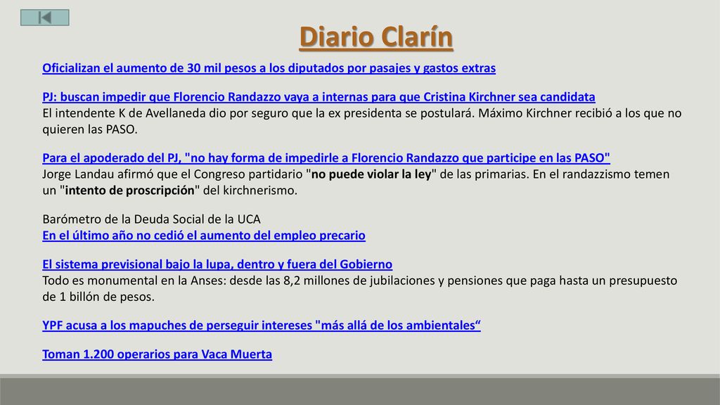 Diario Clarín Oficializan el aumento de 30 mil pesos a los diputados por pasajes y gastos extras.