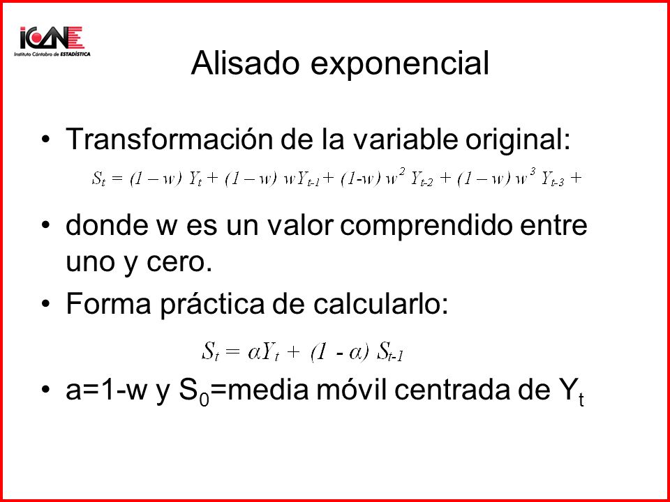 Alisado exponencial Transformación de la variable original: