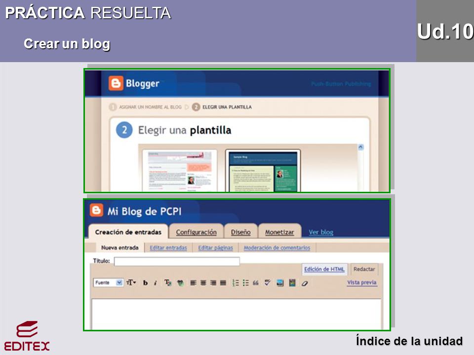 PRÁCTICA RESUELTA Crear un blog Ud.10 Índice de la unidad