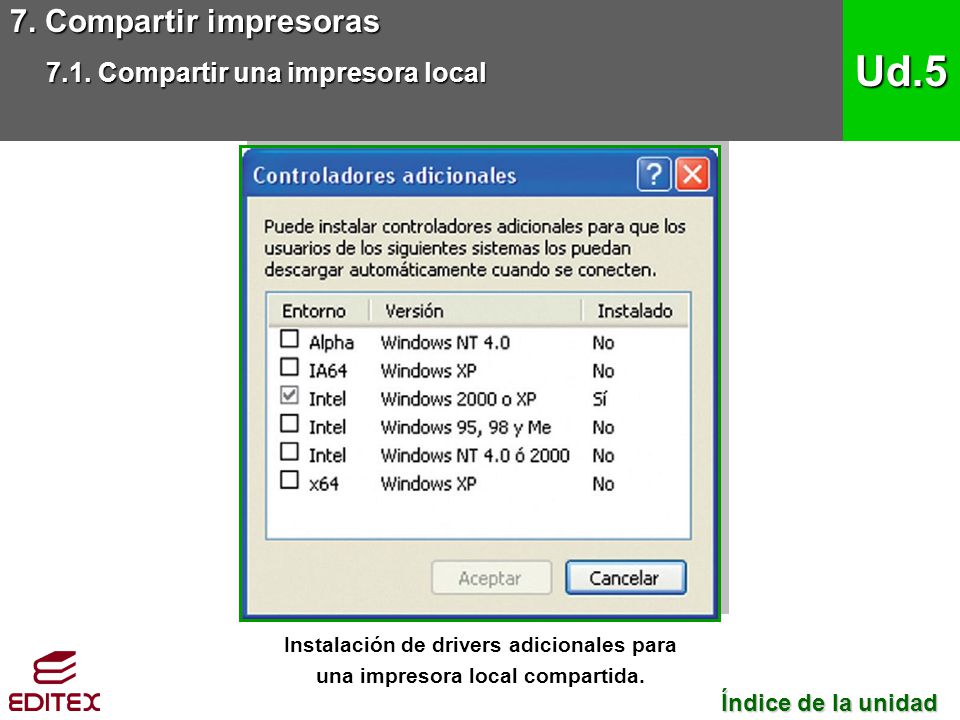 Ud.5 7. Compartir impresoras 7.1. Compartir una impresora local