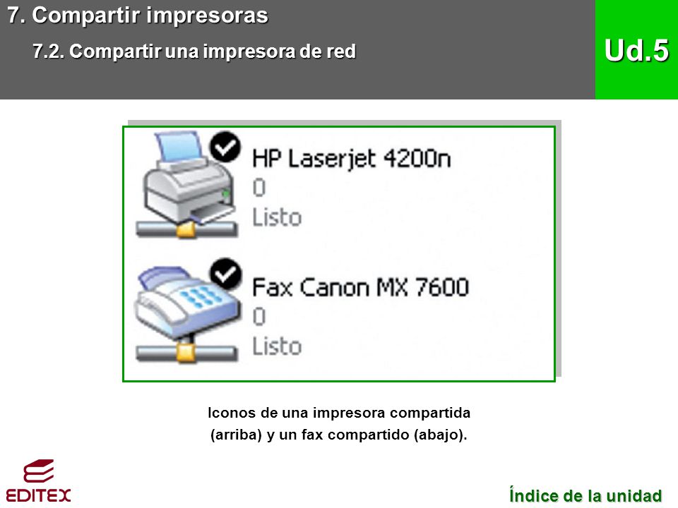 Ud.5 7. Compartir impresoras 7.2. Compartir una impresora de red