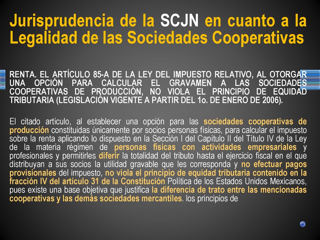 Jurisprudencia de la SCJN en cuanto a la Legalidad de las Sociedades Cooperativas