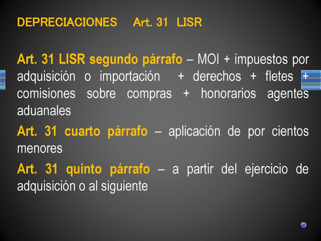 Art. 31 cuarto párrafo – aplicación de por cientos menores