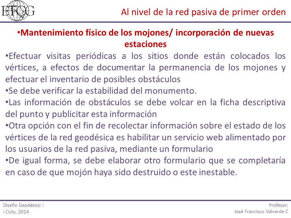 Al nivel de la red pasiva de primer orden