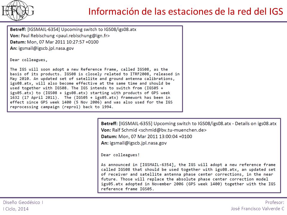 Información de las estaciones de la red del IGS