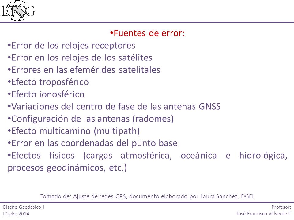 Error de los relojes receptores Error en los relojes de los satélites
