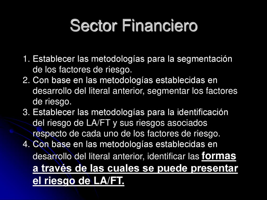 Sector Financiero Establecer las metodologías para la segmentación de los factores de riesgo.