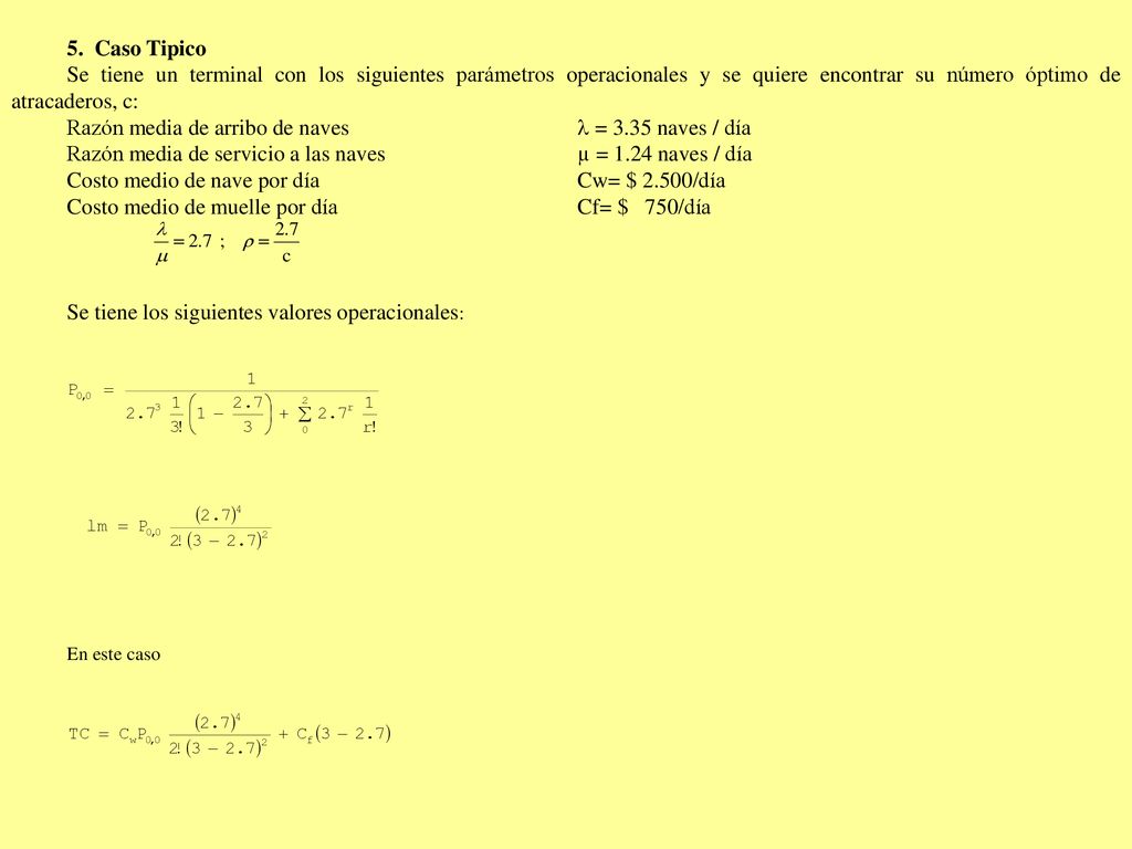 Razón media de arribo de naves  = 3.35 naves / día