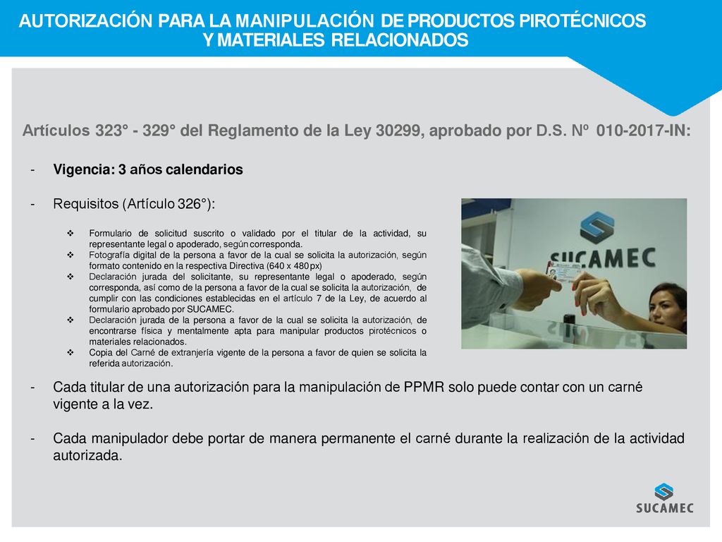 AUTORIZACIÓN PARA LA MANIPULACIÓN DE PRODUCTOS PIROTÉCNICOS Y MATERIALES RELACIONADOS