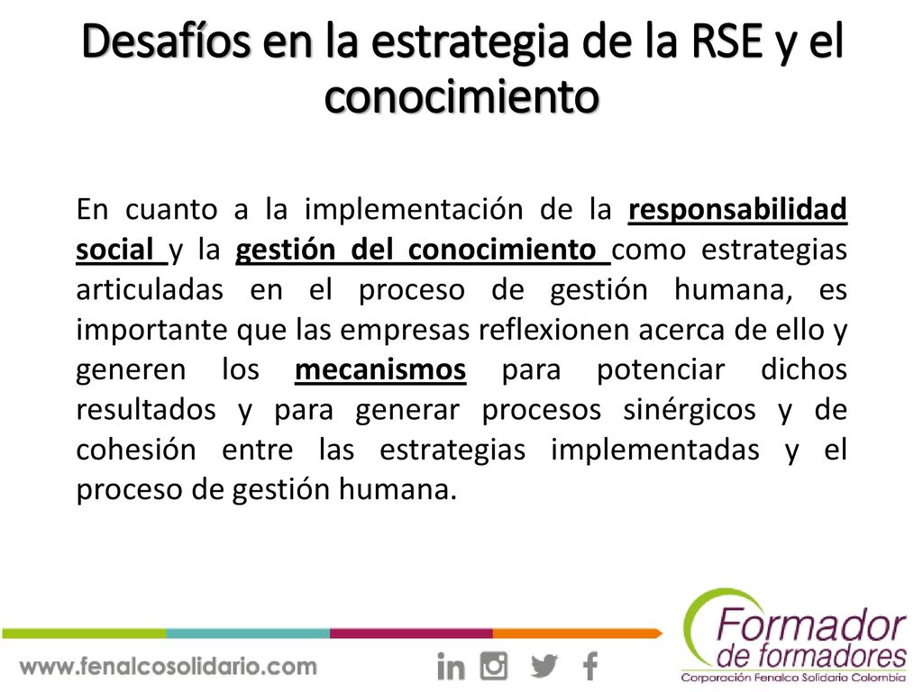 Desafíos en la estrategia de la RSE y el conocimiento