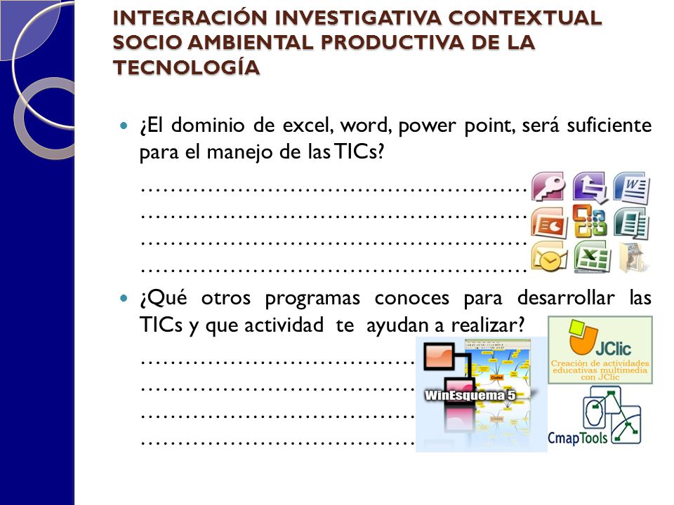 INTEGRACIÓN INVESTIGATIVA CONTEXTUAL SOCIO AMBIENTAL PRODUCTIVA DE LA TECNOLOGÍA